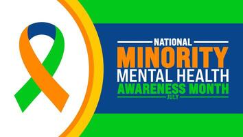 July is National Minority Mental Health Awareness Month background template. Holiday concept. use to background, banner, placard, card, and poster design template. vector