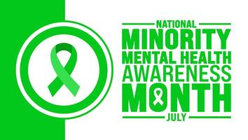 July is National Minority Mental Health Awareness Month background template. Holiday concept. use to background, banner, placard, card, and poster design template. vector