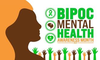 July is BIPOC Mental Health awareness month background template. Holiday concept. use to background, banner, placard, card, and poster design template with text inscription and standard color. vector