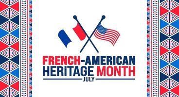 July is French American Heritage Month geometric shape pattern background template. Holiday concept. use to background, banner, placard, card, and poster design template. vector