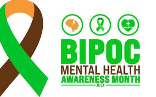July is BIPOC Mental Health awareness month background template. Holiday concept. use to background, banner, placard, card, and poster design template with text inscription and standard color. vector
