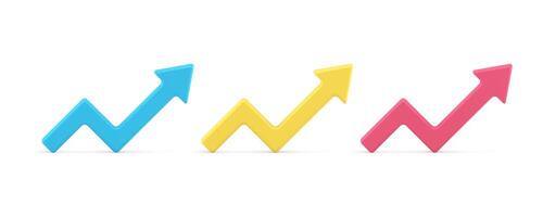 Arrow up angular diagram analyzing element marketing information index 3d icon set realistic vector