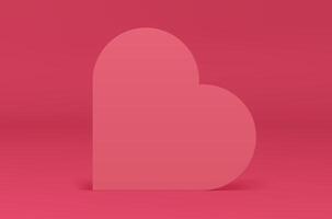 rosado 3d corazón pared prima romántico sala de exposición diseño mínimo estudio antecedentes realista vector