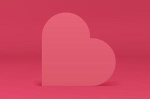Pink 3d heart wall premium romantic showroom design minimal studio background realistic vector