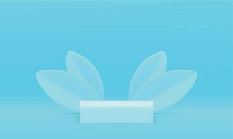 Pedestal squared spring leaves construction showroom for product promo presentation 3d vector