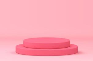 Pink 3d pedestal empty stage level showcase basic foundation realistic illustration vector