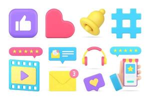 Online chatting social media network alert cyberspace entertainment content set 3d icon vector