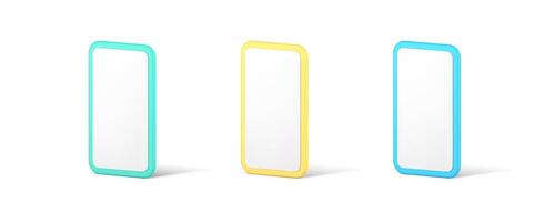 Smartphone empty screen template media content user interface blank 3d icon set realistic vector