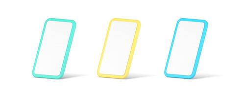 Mobile phone display internet communication call wireless device template 3d icon set vector