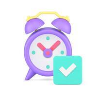 Time management successful business organization deadline checking done complete 3d icon vector