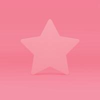 3d star pink best award angular decor element premium quality symbol realistic illustration vector