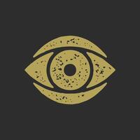 Golden hand drawn abstract eye with eyeball esoteric mythology symbol grunge texture vector