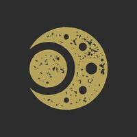 Hand drawn minimalist half moon with circle sun decorative abstract design grunge texture vector