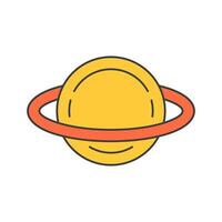 Yellow planet galaxy with pink orbit outer space pop art groovy style t shirt print cartoon vector