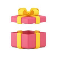 Present holiday pink wrapped package festive congratulations surprise 3d icon realistic vector