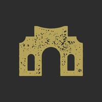 Ancient medieval civilization traditional building with entrance and windows grunge texture vector