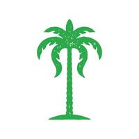 Green tropical palm tree with lush dense foliage hand drawn minimalist grunge texture vector