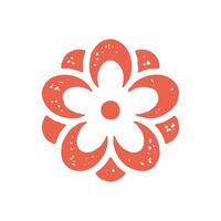 Romantic chamomile blossom flower with petals red hand drawn grunge texture illustration vector
