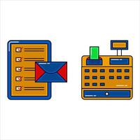 Set of Finance icons in line and color style vector