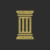 Ancient Greek traditional building column with Roman ornament grunge texture decorative design vector