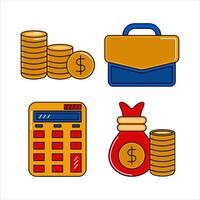 Set of Finance icons in line and color style vector