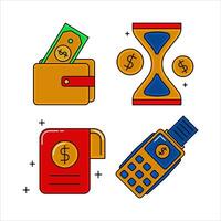 Set of Finance icons in line and color style vector