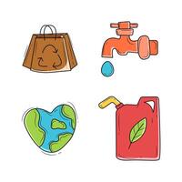 Set of World Environment Day style Doodle colorful vector