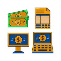 Set of Finance icons in line and color style vector