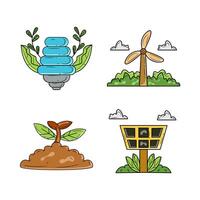 Set of World Environment Day style Doodle colorful vector