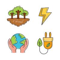 Set of World Environment Day style Doodle colorful vector