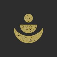 Abstract esoteric amulet with half moon and human icon minimalist decorative design grunge texture vector