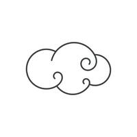 Minimalist contoured black silhouette fluffy cloud pop art groovy style design cartoon vector