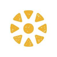 Abstract minimalist yellow sun with circle triangle arrows beams hand drawn design grunge texture vector