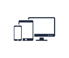 Computer with Smartphone and Tablet icon on a white background vector
