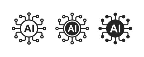 Artificial intelligence AI processor chip icon symbol. Ai logo Concept vector