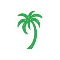 Hand drawn natural green curved palm tree with arch trunk and greenery top tropical resort logotype vector