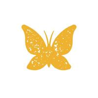 Yellow summer butterfly moth with antenna mustache and ornamental wings for flying hand drawn vector