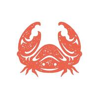Funny red crab with eyes, smile and claws monochrome decorative design grunge texture vector