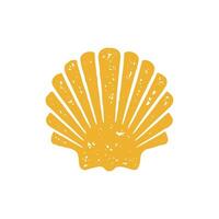 Romantic ornamental closed seashell with underwater mollusk yellow grunge texture vector