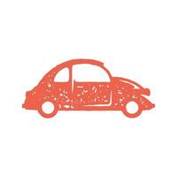 Red hipster retro automobile for summer travel adventure vacation hand drawn grunge texture vector
