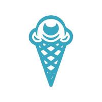 Refreshing appetizing summer dessert ice cream cornet with creamy dairy filled blue grunge texture vector