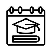 Academy calendar icon. line icons with a toga hat and book design. vector