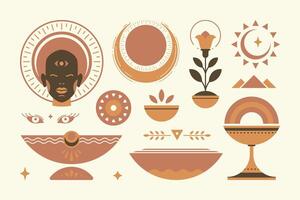 Abstract african ethnic decorative design elements set Illustration vector