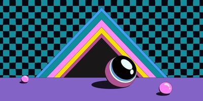 Psychedelic retro art. Inspirational retro poster with geometric elements, retro palette. vector