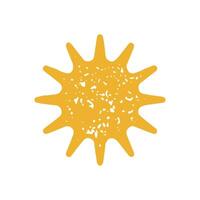 Rounded yellow sun with sharp thorns hand drawn grunge texture illustration vector
