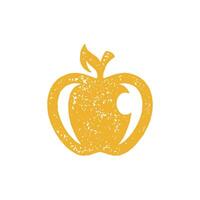 Appetizing glossy fresh apple yellow hand drawn grunge texture illustration vector