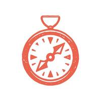 Hand drawn minimalist red compass with arrow for directional map orientation grunge texture vector