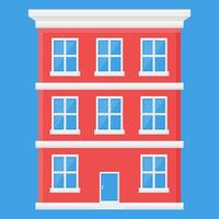 Red Apartment Building Design. Minimalist Red Apartment Material. Clean Windows. vector