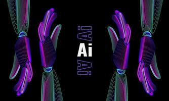 Web banner or landing page design with robot hands.Symbol of computer neural networks or artificial intelligence. Futuristic concept illustration. illustration EPS 10 vector