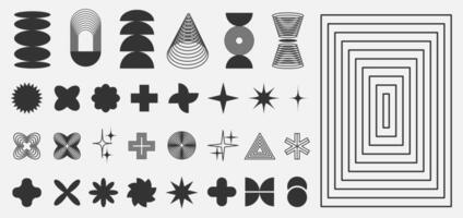 Brutalist abstract geometric shapes and grids.Trendy geometric neo brutalism forms,black and white colors. Simple contemporary shapes forms,symbols. illustration EPS 10 vector